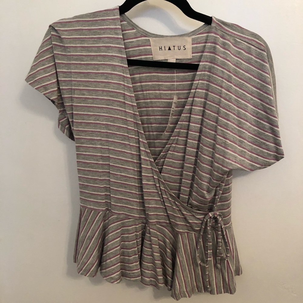 Striped Wrap Around Blouse Hiatus by Nordstrom